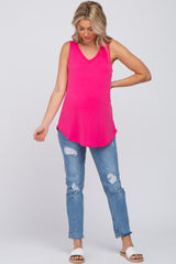 Fuchsia V-Neck Maternity Tank Top