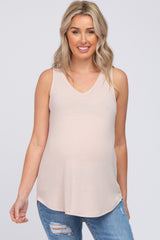 Light Pink V-Neck Maternity Tank Top