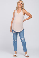 Light Pink V-Neck Maternity Tank Top