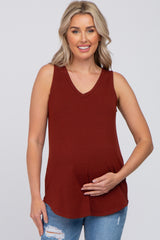 Rust V-Neck Maternity Tank Top