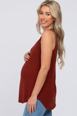 Rust V-Neck Maternity Tank Top