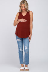 Rust V-Neck Maternity Tank Top