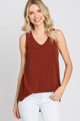 Rust V-Neck Maternity Tank Top