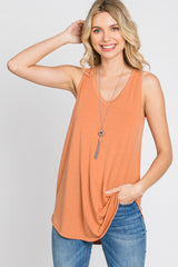 Orange V-Neck Maternity Tank Top