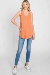 Orange V-Neck Tank Top