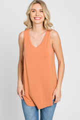 Orange V-Neck Tank Top