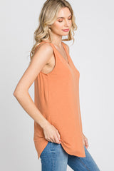 Orange V-Neck Tank Top