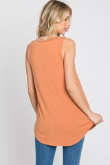 Orange V-Neck Tank Top