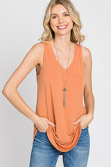 Orange V-Neck Tank Top