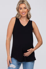 Black V-Neck Maternity Tank Top