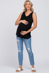 Black V-Neck Maternity Tank Top