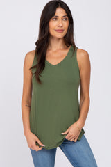 Olive V-Neck Tank Top