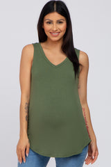 Olive V-Neck Maternity Tank Top