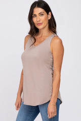 Taupe V-Neck Tank Top