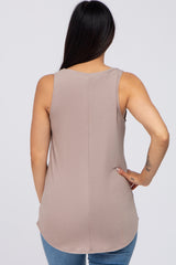 Taupe V-Neck Maternity Tank Top