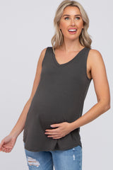 Charcoal V-Neck Maternity Tank Top