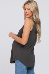 Charcoal V-Neck Maternity Tank Top