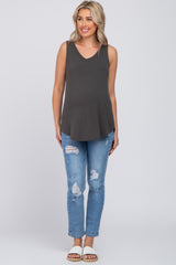 Charcoal V-Neck Maternity Tank Top