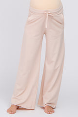 Light Pink Smocked Waist Maternity Lounge Pants