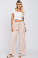 Light Pink Smocked Waist Maternity Lounge Pants