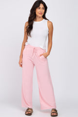 Pink Smocked Waist Maternity Lounge Pants