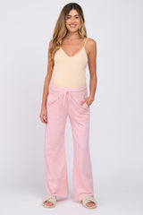 Pink Smocked Waist Maternity Lounge Pants