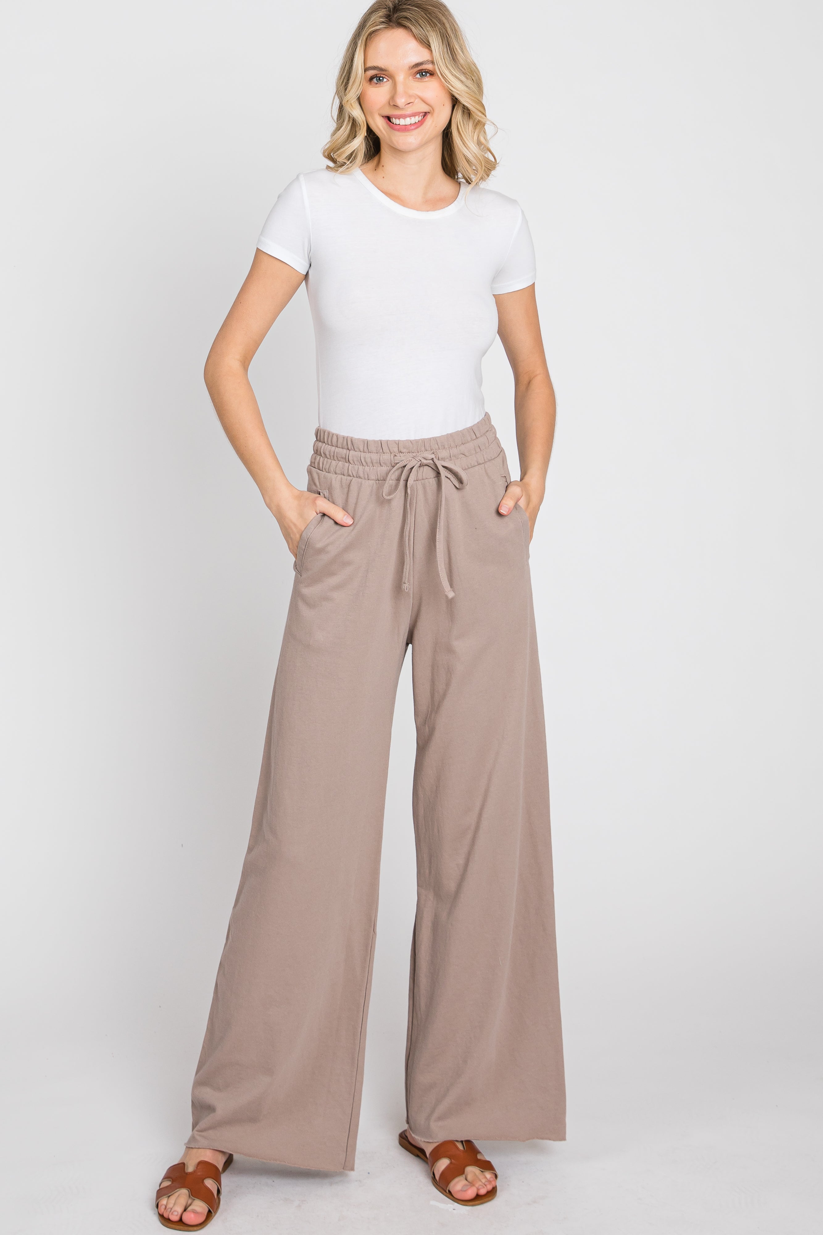 Mocha Smocked Waist Lounge Pants