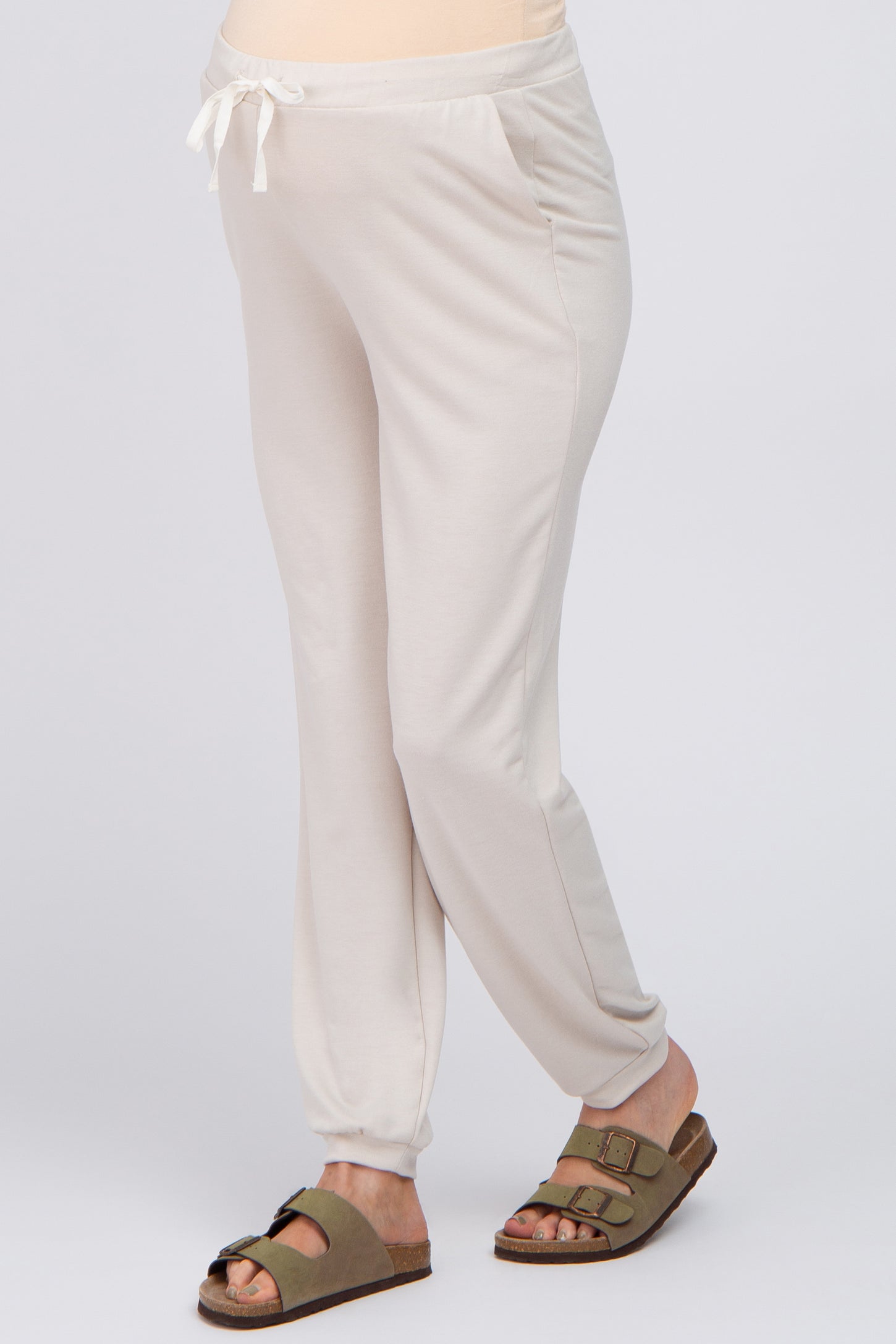 Beige Foldover Joggers– PinkBlush