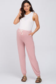 Mauve Contrast Maternity Jogger Pants