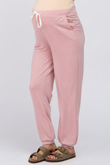 Mauve Contrast Maternity Jogger Pants