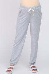 Grey Contrast Maternity Jogger Pants