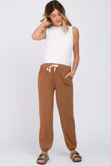 Camel Contrast Maternity Jogger Pants