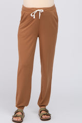 Camel Contrast Maternity Jogger Pants