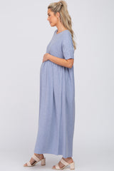 Blue Heather Oversized Maternity Midi Dress