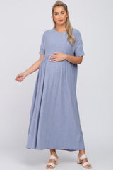 Blue Heather Oversized Maternity Midi Dress