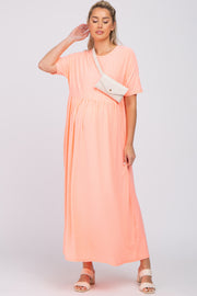 Neon Coral Heather Oversized Maternity Midi Dress