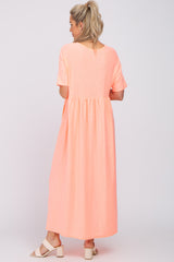 Neon Coral Heather Oversized Maternity Midi Dress