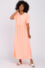 Neon Coral Heather Oversized Maternity Midi Dress