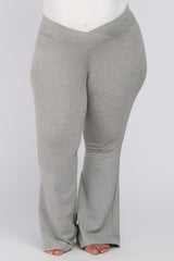 Heather Grey Layered V-Front Maternity Plus Leggings