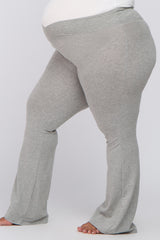 Heather Grey Layered V-Front Maternity Plus Leggings