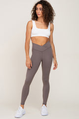 Grey Crossover Waist Leggings