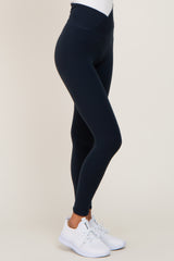 Navy Crossover Waist Leggings