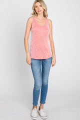 Coral Striped Tank Top