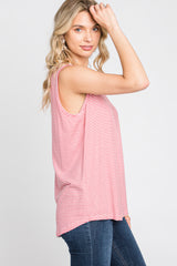 Coral Striped V-Neck Tank