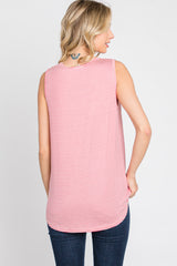 Coral Striped V-Neck Tank