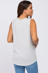 Heather Grey Striped V-Neck Maternity Tank