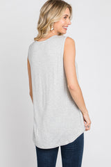 Heather Grey Striped V-Neck Tank