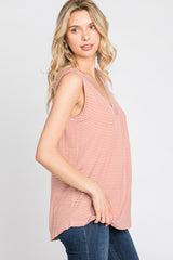 Rust Striped V-Neck Tank