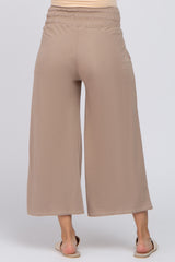 Mocha Smocked Waist Cropped Maternity Pant