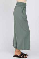 Sage Smocked Waist Cropped Pant